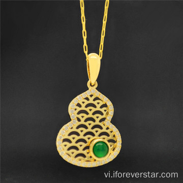 18k Gold Hollow Calabash Diamond Jade Jade Mặt dây chuyền